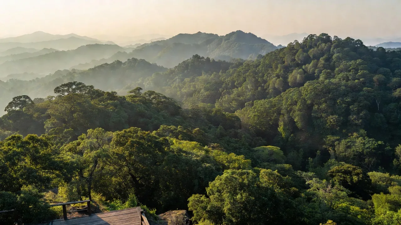 秋葉の丘陵を望む展望地点 — a viewpoint overlooking the Niigata hills along the ridge path